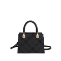 Schwarze gesteppte quadratische Handtasche mit Glitzereffekt und goldenen Metallelementen - Schwarz