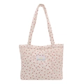 Bolso tote acolchado en blanco crema con estampado de corazones rojos y asas largas - Tipo estándar / Blanco y rojo