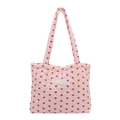 Borsa tote trapuntata rosa con motivi a cuore rosso e spalline lunghe per donne - Rosa Senza Ciondolo