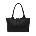 Große schwarze gewebte Leder-Tote-Bag mit Doppelgriffen und Bindung Verschluss - Schwarz
