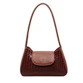 Braune Retro-Achseltasche mit Krokodilprägung und silbernem Bogendetail für Damen - Braun