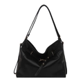 Schwarze matte Ledertasche mit dekorativen Kreuzriemen und eleganter Goldschnalle - Schwarz