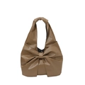 Bolso hobo caqui con un gran lazo decorativo y textura suave de cuero sintético - Caqui