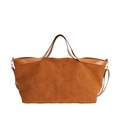 Bolso tote de ante marrón con asas de cuero para el uso diario y estilo de oficina - Marrón