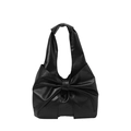 Sac à épaule en cuir synthétique noir avec un grand nœud décoratif élégant - Noir