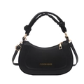 Bolso hobo negro mate con asa superior anudada y cremallera en tono dorado - Negro