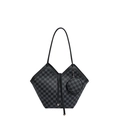 Klassieke zwart-grijze geruite shopper met V-vormig ontwerp en ronde kleine portemonnee - Zwart