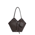 Klassieke bruine geruite shopper met dubbele schouderbanden en een rond klein tasje - Bruin