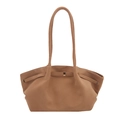 Minimalistische braune Wildleder Schultertasche mit goldener Schnalle für Damen 2025 - Khaki