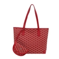 Large red patterned tote bag with matching pouch and stylish leather straps - Red