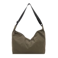 Bolso tote de nailon verde oliva en forma de media luna con correa ajustable diario - Verde