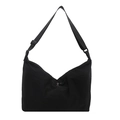 Grande borsa a tracolla nera a mezzaluna da donna con ampia tracolla regolabile - Nero