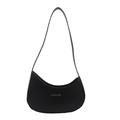 Minimalistische schwarze Hobo-Tasche in Halbmondform mit goldenem FASHION & BAGS-Druck - Schwarz