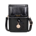 Petit sac à bandoulière en similicuir noir brillant avec détails métalliques dorés - Noir