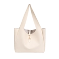 Borsa tote crema minimalista con fibbia dorata e tracolla larga per donna trendy - Bianco Sporco
