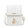 Sac bandoulière vertical blanc avec logo Fashion doré et breloque à nœud - Blanc Cassé