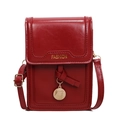 Petit sac bandoulière rouge minimaliste en similicuir avec lettrage doré et nœud chic - Bordeaux