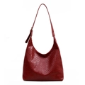 Minimalistische tiefrote gewebte Hobo-Tasche mit verstellbarem Schultergurt Damen - Rot