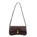 Elegante borsa baguette marrone scuro con stampa coccodrillo e fibbia dorata - Marrone