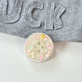 Detailed close-up of a resin phone grip featuring fruit slices and glitter decoration - Magnetic Pearly Fruit Button - Yellow