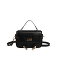 Sac à main bandoulière noir chic pour femme avec ferrures dorées et finition cuir lisse - Noir