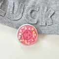 Detail of pink fruit glitter phone grip with strawberry and pineapple motifs - Magnetic Pearly Fruit Button - Rose Red