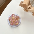 Detailed top view of pink sequin cherry blossom phone grip for Magsafe with resin petals - Magnetic Colorful Sequin Cherry Blossom No. 12