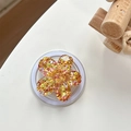 Detail of sequin cherry blossom phone grip with golden glitter and 3D floral resin design - Magnetic Colorful Sequin Cherry Blossom No. 15