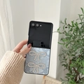Detail of blue snake leather phone case with rhinestone bows for folding smartphones - Blue Snakeskin Rhinestone Butterfly / Samsung ZFlip3