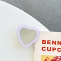 Detail of a heart-shaped makeup mirror phone grip stand with a soft lavender purple frame - Transparent Bracket-Jelly Edge Heart Mirror-Light Purple