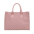 Rosafarbene Vintage-Einkaufstasche mit M-Monogramm-Muster und goldenen Beschlägen - Rosa