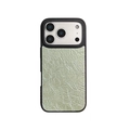 Luxury matte black iPhone case featuring light green metallic textured wrinkle finish - Pearlescent Green / iPhone 17 Pro Max