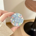 Macro detail of blue glitter resin phone socket with colorful fruit slice decorations - Fruit Pearl - Silver Gray