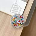Detail of magnetic phone grip with rhinestone border and silver dolphin mirror accent - Rendered Block Dolphin Mirror / Multicolor
