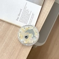 Macro view of shell texture magnetic phone grip with rhinestones and dolphin icon - Rendered Block Dolphin Mirror / Beige
