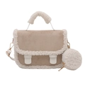Sac à bandoulière chic en daim pour femme avec garniture en peluche et petit porte-monnaie - Blanc
