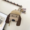 Zaino carino in velluto a coste a forma di cucciolo beige e marrone con cappello - Cachi