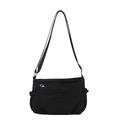 Bolso bandolera de nailon negro plisado con múltiples bolsillos y correa ajustable - Negro