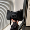 Sac sous le bras rétro noir en demi-lune avec logo G embossé et fine bandoulière - Noir