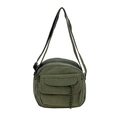 Army green corduroy crossbody messenger bag with ribbed texture and front pocket - Green