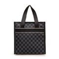 Schwarze Shopper-Tasche mit grauem Kleeblatt-Muster und breiten Web-Trageriemen - Schwarz