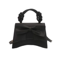 Bolso romántico negro con lazo grande y asa retorcida para un estilo retro elegante - Negro