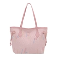 Schicke rosa Shopper-Tasche mit bunter Wellenstickerei und Kordelzug-Details im modernen Stil - Rosa