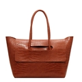 Brown crocodile embossed large tote bag with top handle for business and office women - 41*12*26 / Brown