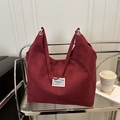 Retro burgunderrote Wildleder-Tragetasche mit großer Kapazität für Damen - Rot