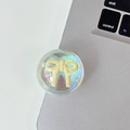 Supporto per telefono a orsetto cangiante con fiocco giallo su tastiera laptop - Supporto per Sfera di Cristallo - Bolla da Sogno - No. 14
