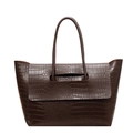 Bolso tote grande marrón con relieve de cocodrilo y asas largas para el trabajo - 41*12*26 / café