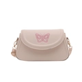 Elegante bolso bandolera rosa claro con refinado bordado de mariposa rosa - Blanco Roto