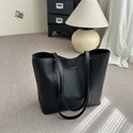 Bolso tote clásico negro de cuero sintético con letras doradas para mujer de oficina - Negro