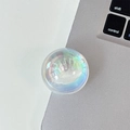 Close-up of iridescent bubble pop socket with aurora finish on a laptop keyboard - Crystal Ball Stand - Dreamy Bubble - No. 18